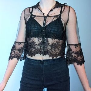 Delicate Mesh Lace Shirt